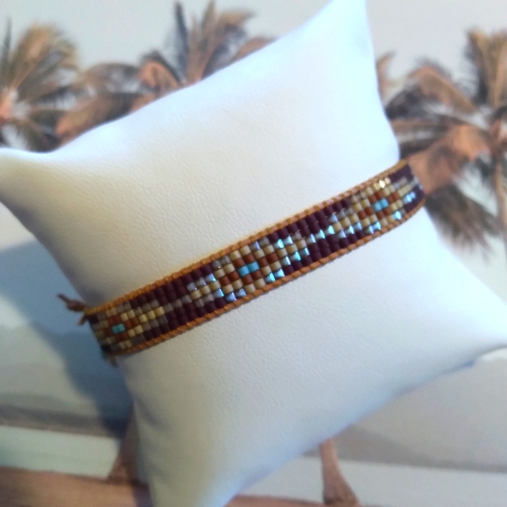 Beaded Bracelet, loom, fall colors